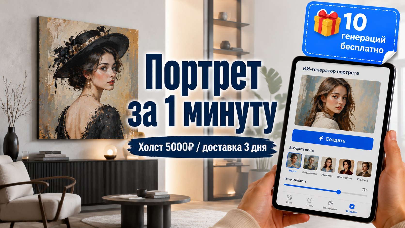 PaintyBox_AI | ИИ портрет на холсте